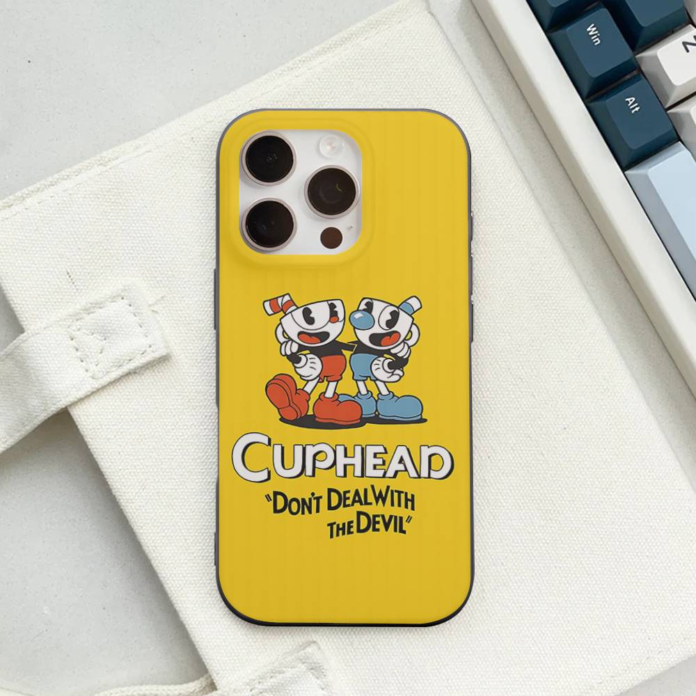 

C-Cuphead Classic Game Soft Corrugated Phone Case For IPhone 11 12 13 14 15 16 17 Pro Max Plus Ripple Silicone Cover iPhone 14 pro