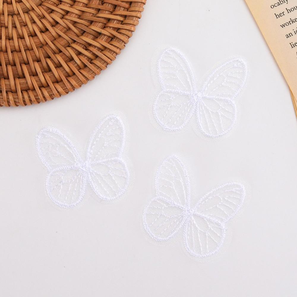 100pcs Dreamy Embroidery Lace Butterfly Appliques  Hair Clip Accessories