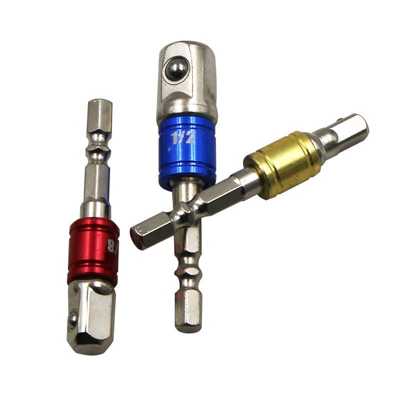 Hex Shank to Square Socket Adapter Set: 1/4, 3/8, 1/2 Inch Extension for Air/Electric Wrenches