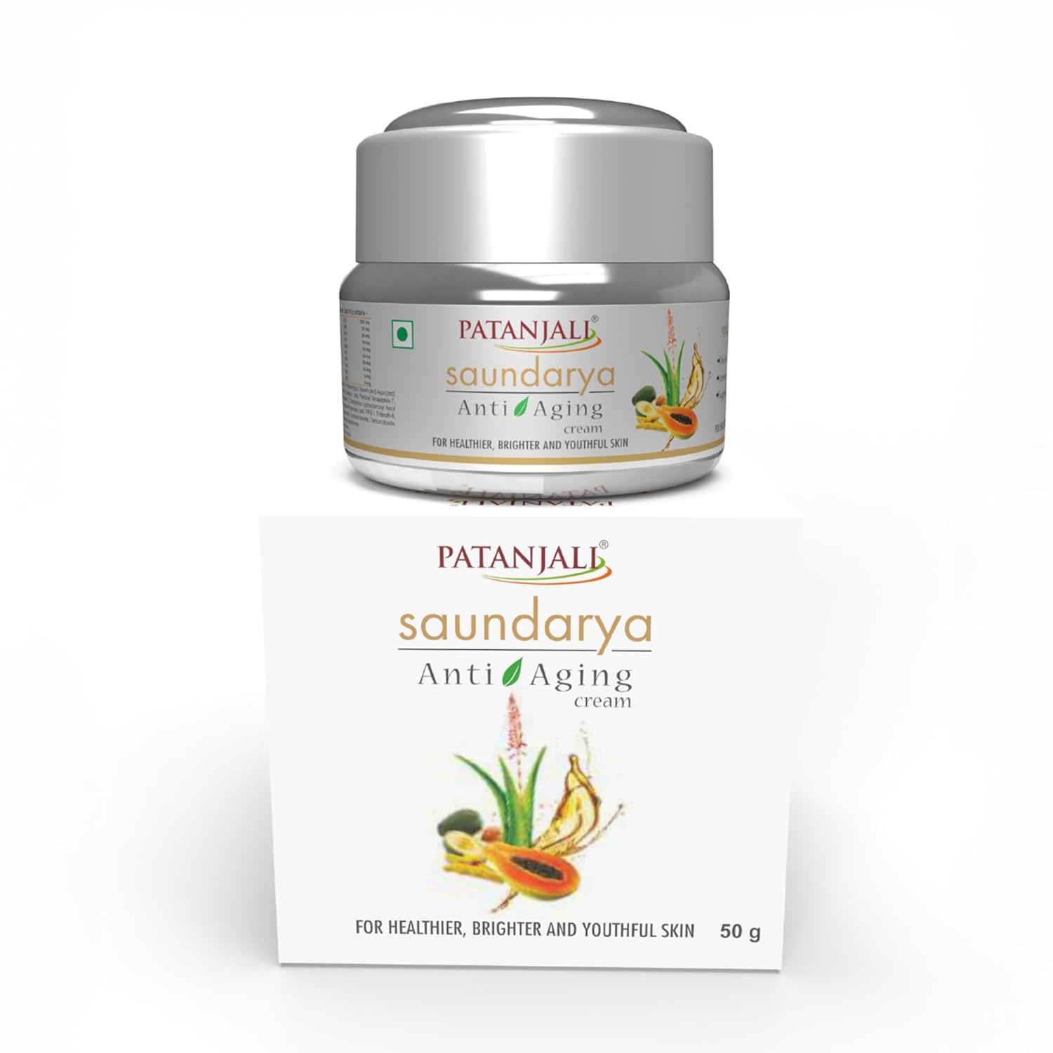 Крем Patanjali против старения, упаковка 50 г, Увлажняющий уход за кожей для гладкой кожи без морщин