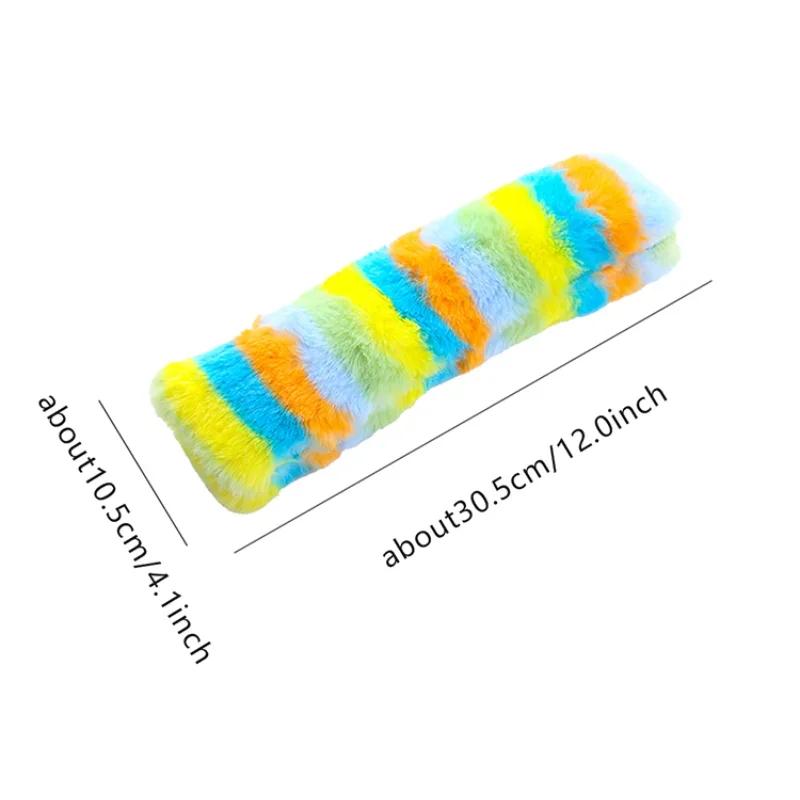 1pcs Cute Rainbow Cat Plush Toy Creative Catnip Toys Cat Pillow with Ringing Paper Teeth-resistant Pet Toy Supplies