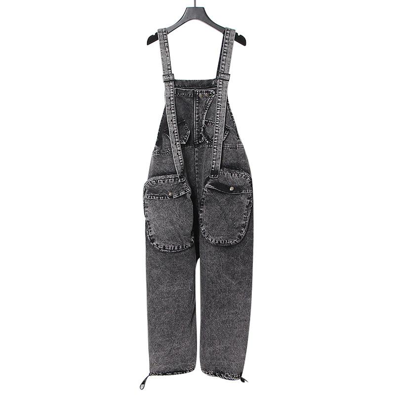 Tuta ampia di grandi dimensioni per le donne Tuta primaverile Tuta di jeans a vita alta