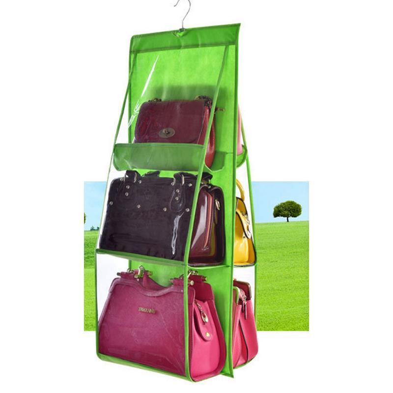 Modern Minimalist Hanging Wardrobe Organizer For Purses In Pink