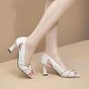 Dames schattig zwart open neus hoge kwaliteit comfort instappers hak schoenen dame casual beige lente zomer kantoor hak schoenen ga380