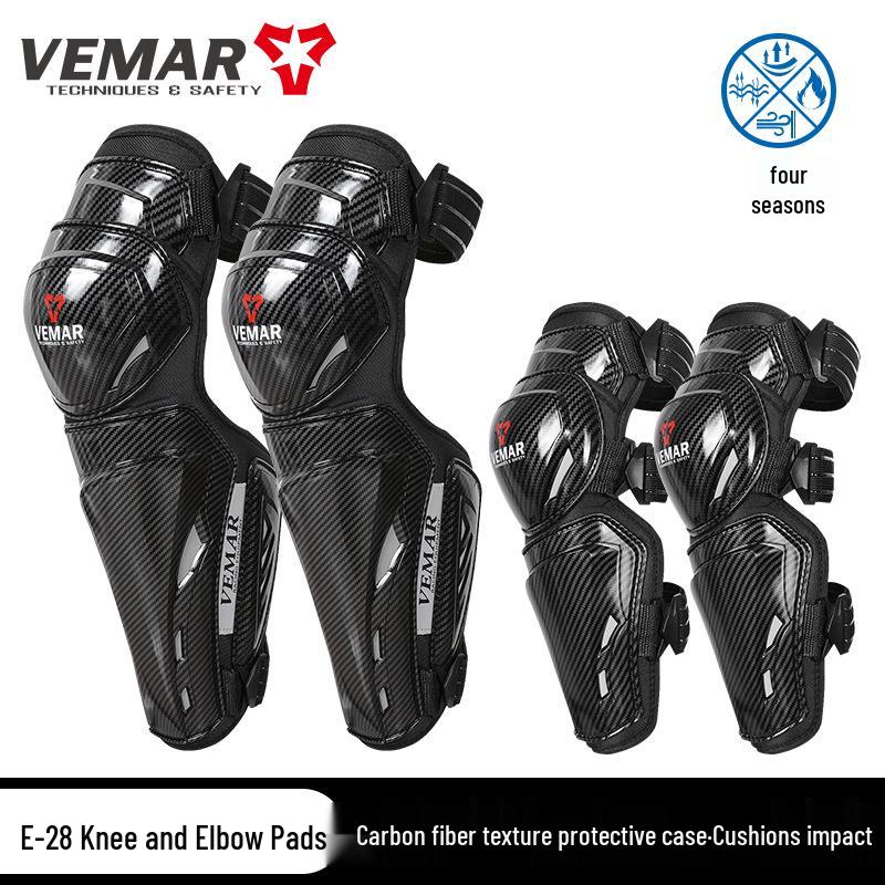 

Vemar Motorcycle Carbon Fiber-Pattern Knee & Elbow Pads: Lightweight, Breathable, Anti-Fall Leg Protectors for Men s Riding, All Seasons. Large