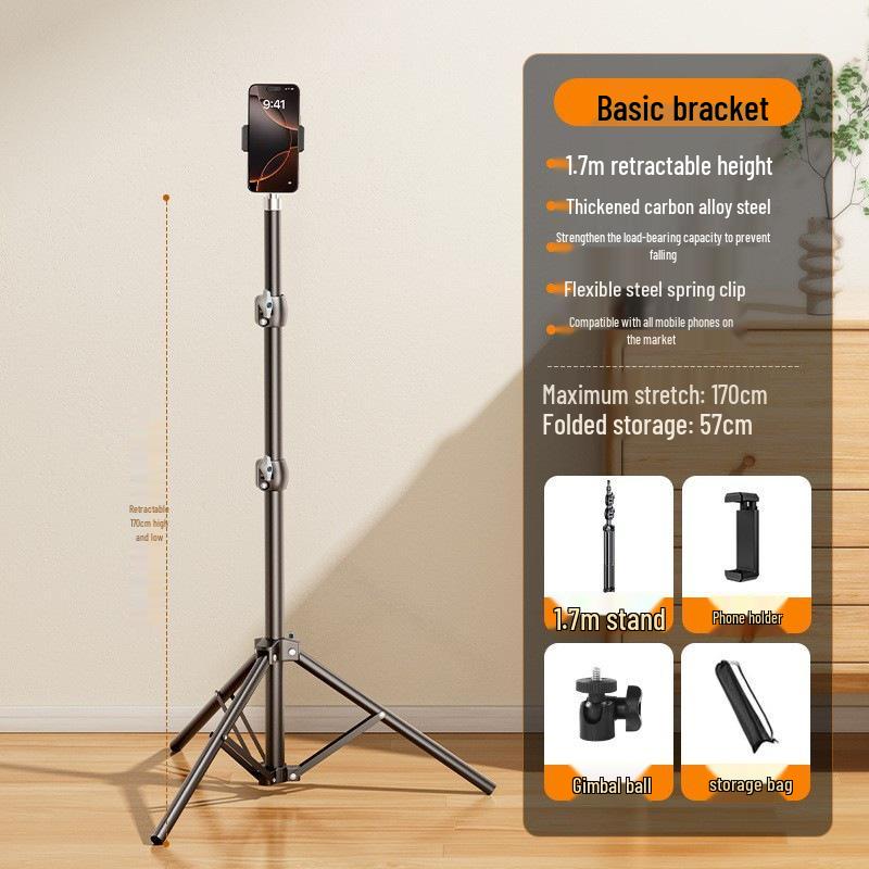 Floor-mounted Overhead Phone Bracket for Live Streaming and Photography