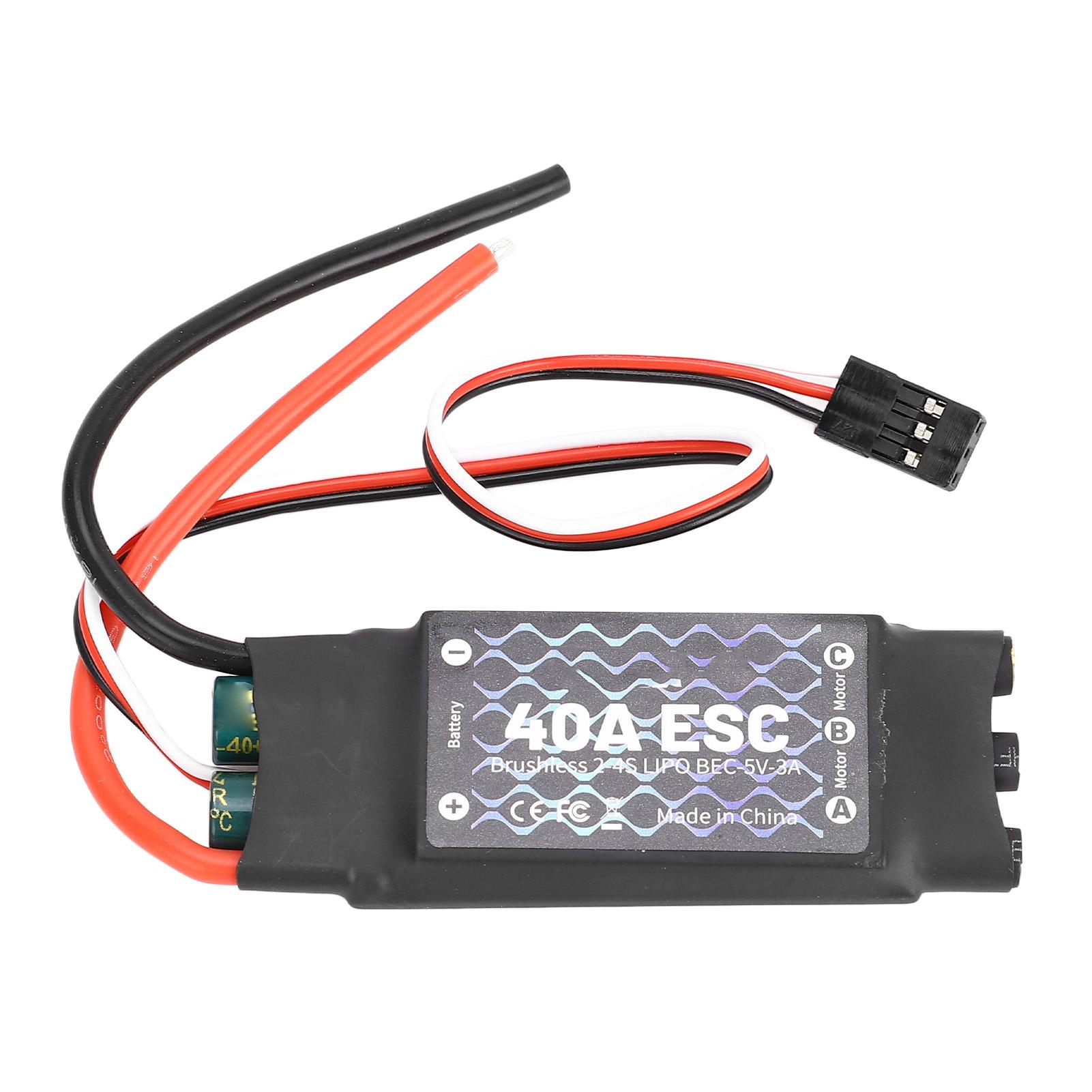 

Brushless ESC 40A Black Brushless ESC for RC Fixed Wing Aircraft Short Cable Version Without Plug