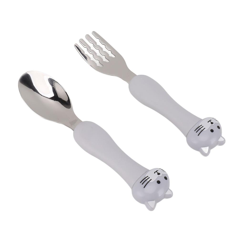 Baby Fork Cute Cartoon Shaped Spoon PP Handle Stainless Steel Tableware for Children Feeding Training
