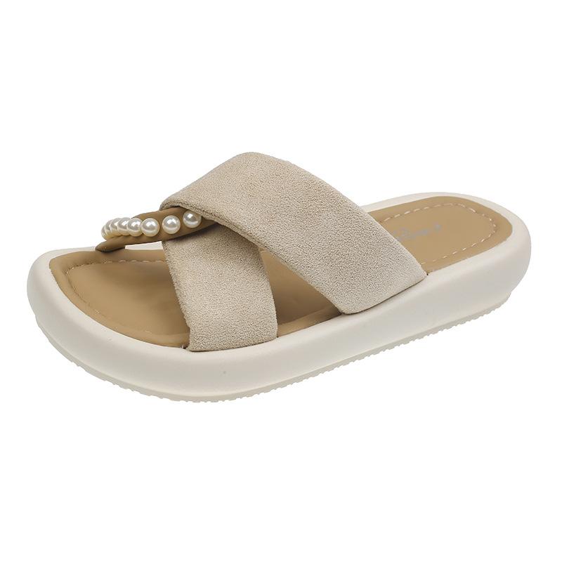 

2025 spring and summer soft pearl new versatile one-word drag thick-bottomed beach wear fashionable and comfortable with one-word drag 35