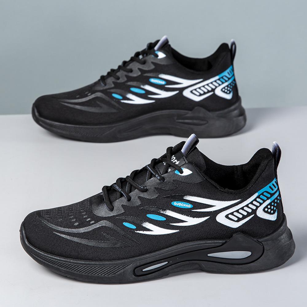 Sports men's shoes new high-end flying woven running mesh breathable student running casual versatile sports shoes