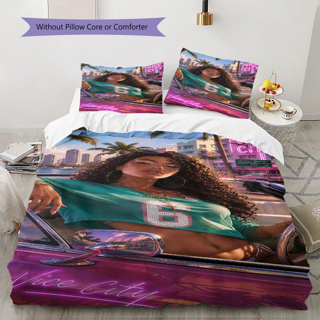 GTA Pride Bedding Quilt Set Quilt Cover Pillowcase Home Decoration Birthday Gift (1 * Duvet Cover + 2 * Pillowcase, Without Core)