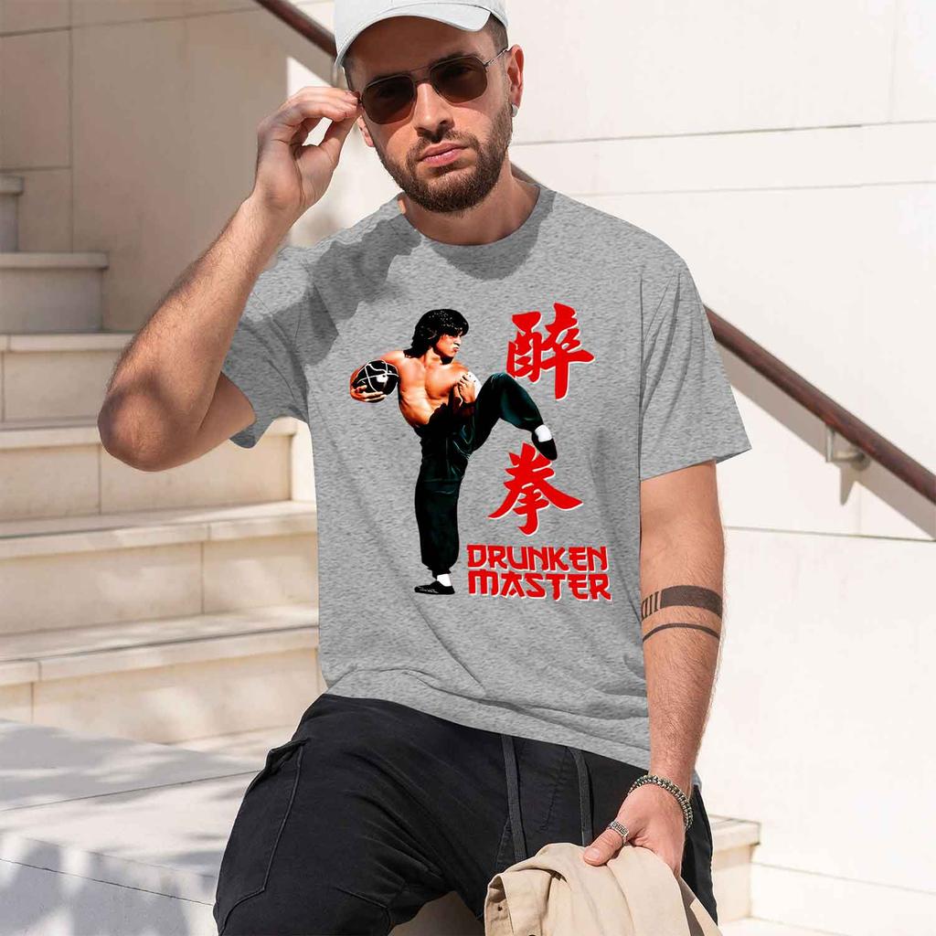 Ina Kung Fu ie an Drunken Master Film Drachenkampf Kurzarm Tee Vintage Zu Neues Modell Unisex Kurzarm Rundhals T-Shirt