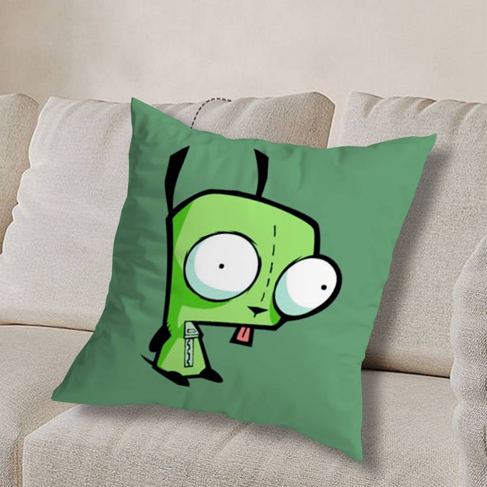 cool Invader Zim Gir I love Pillow Case Square Double-Sided Printing Short Plush Sofa Cushion Cover Bedroom Bedside Pillow