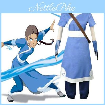 Nádherné šaty kostýmu Katary z Avatar: The Last Airbender Ideální pro Halloweenskou zábavu