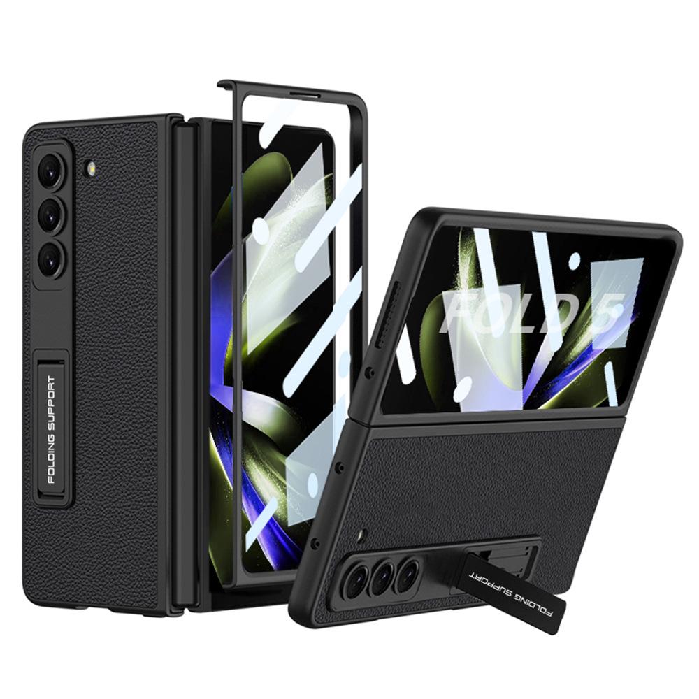 

Samsung Z Fold 5 PU Leather Case: Cross-Border Style, Drop-Proof, Foldable, Plain Color, Integrated Protective Shell and Film Samsung Galaxy Z Fold5