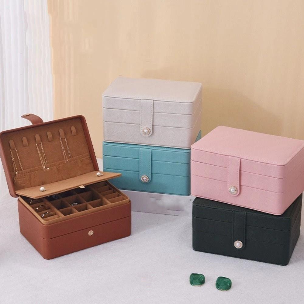 Multilayer Jewelry Holder PU Jewelry Storage Case Fashion Square Jewelry Box  Travel