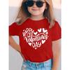 Summer Fashion Girls Short-sleeved T-shirt with Love Cartoon Pattern Printed Casual Versatile Top