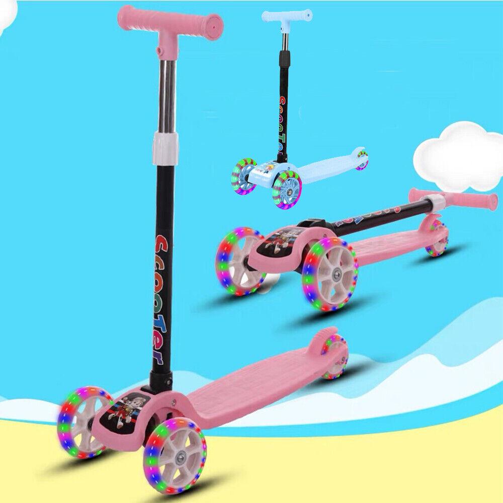 Mo Lo Blue Folding Wide Deck Flashing Wheels Music Kids Scooter