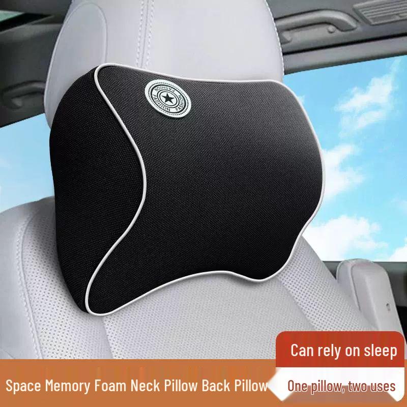 Premium Memory Foam Car Headrest & Lumbar Support Pillow Set