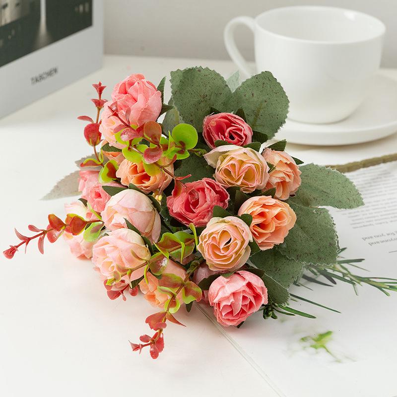 

21-Head Artificial Rose Bouquet for Wedding Ceremonies, Bride s Props, and Home Decor розовый