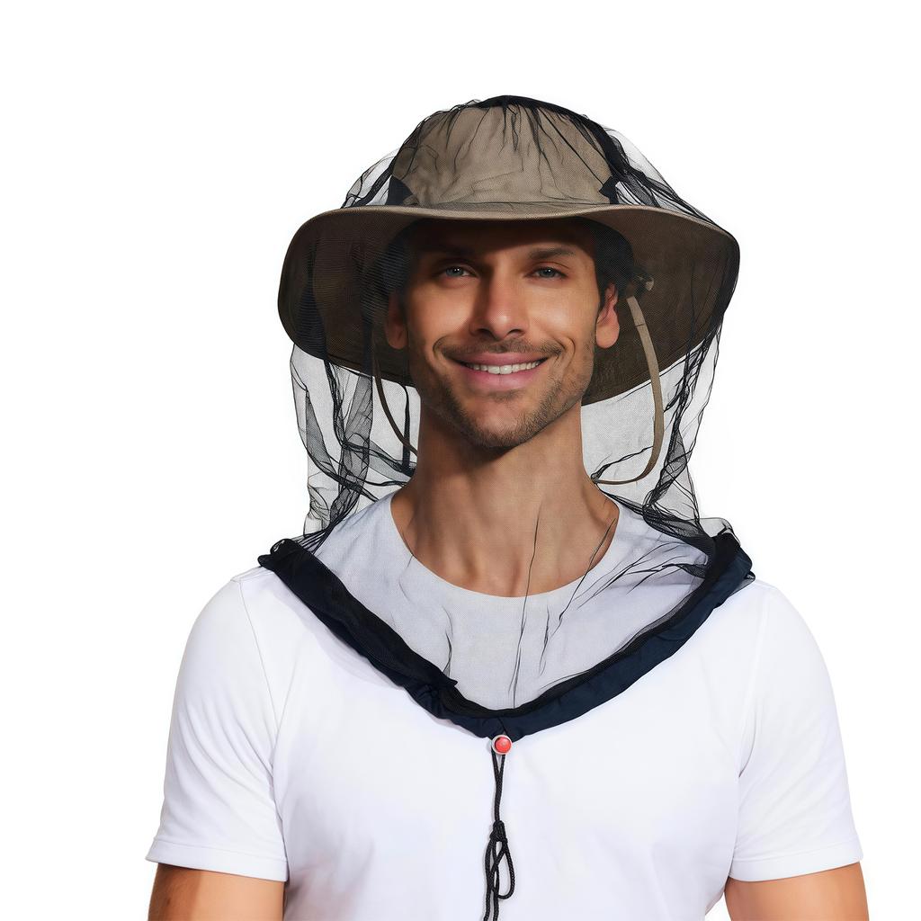Mosquitoes Head Net Mesh for Camping Hiking Gardening Outdoor Fishing Face Mask Hood Netting Over Hat Insect Shield
