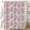 Vintage Floral Print Shower Curtain Pink White Baroque Pattern Waterproof Bath Rug Cover Decoration for Home Decor Bathroom Acce