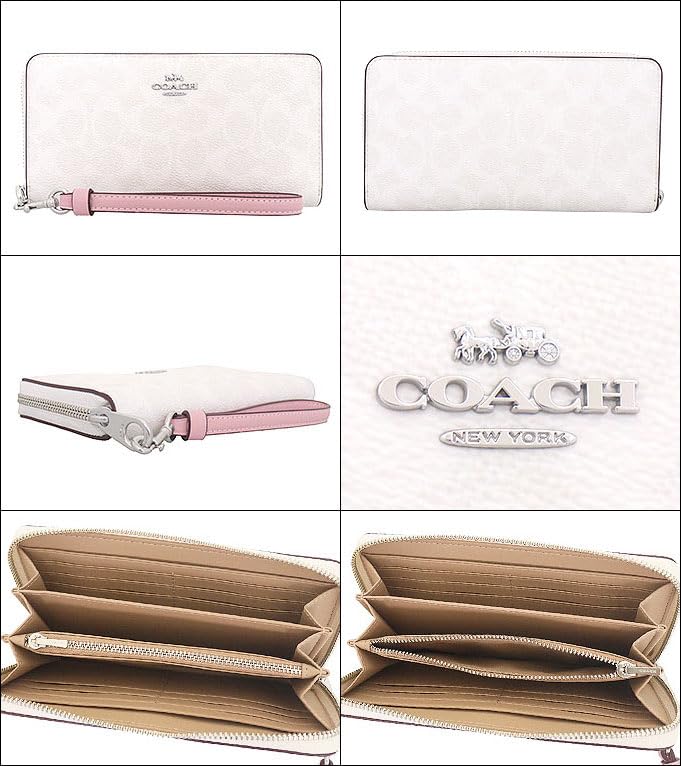 Marco Polo Women's Long Zip-Around Wallet with Strap, Signature Coated Canvas and Leather, Round Zipper, Ample Card Slots, PVC Leather, C4452