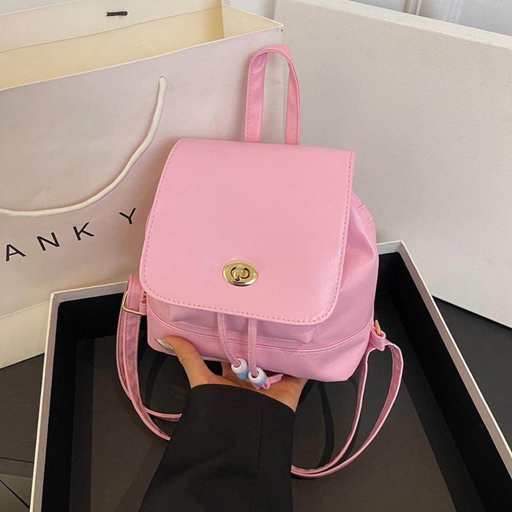 Fashion Large Capacity Women Backpack PU Leather Multifunction Mini Backpack Solid Color School Bags Women розовый 4990₽