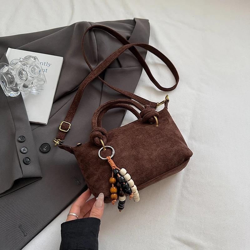 Women Small Suede Crossbody Bag 2026 New New Retro Short Handle Shoulder Bag Luxury Designer Handbags and Purses