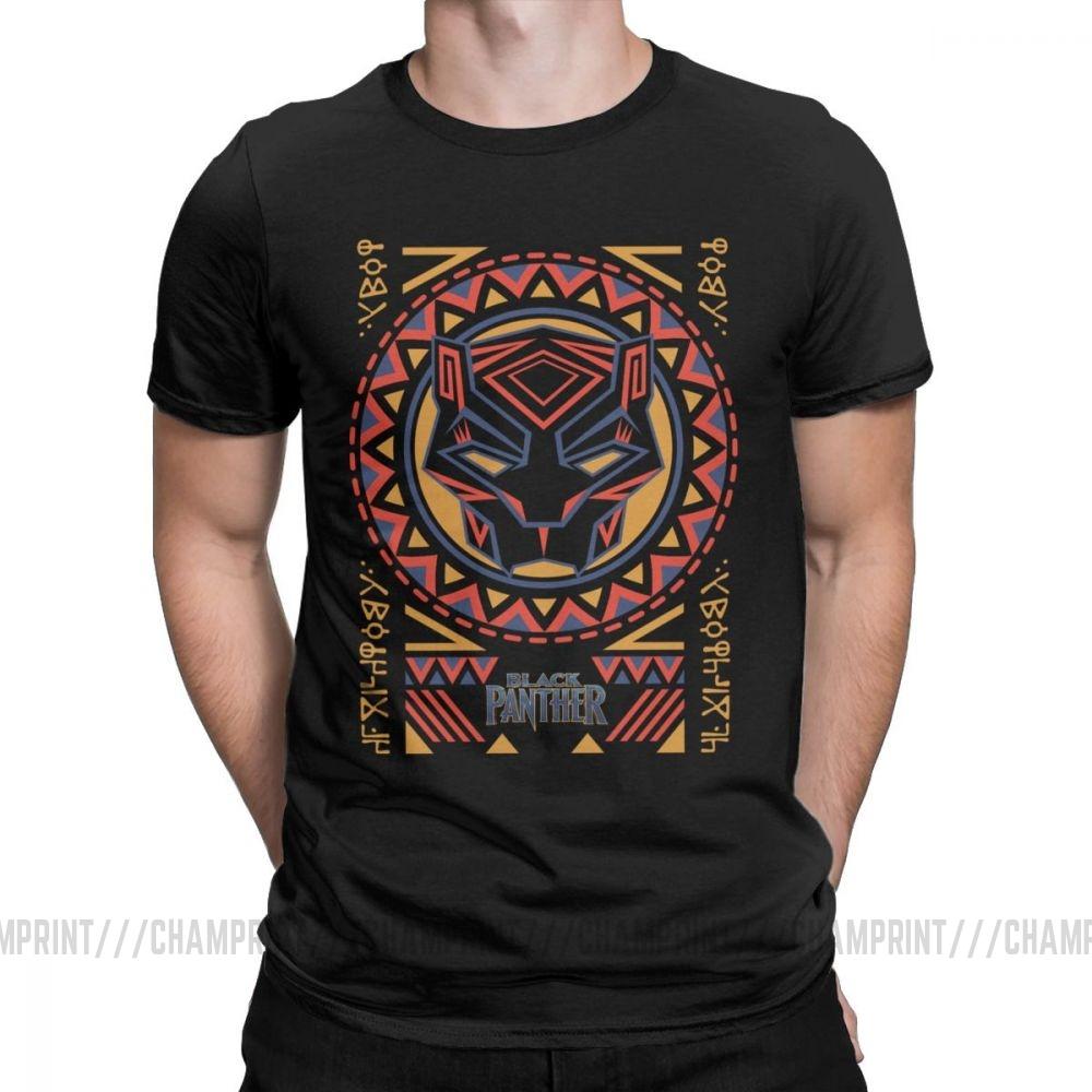 

Black Panther Head Tribal Pattern African tribal totem T Shirt for Men 100% Cotton Tee Short Sleeve Clothes Plus Size 4XL