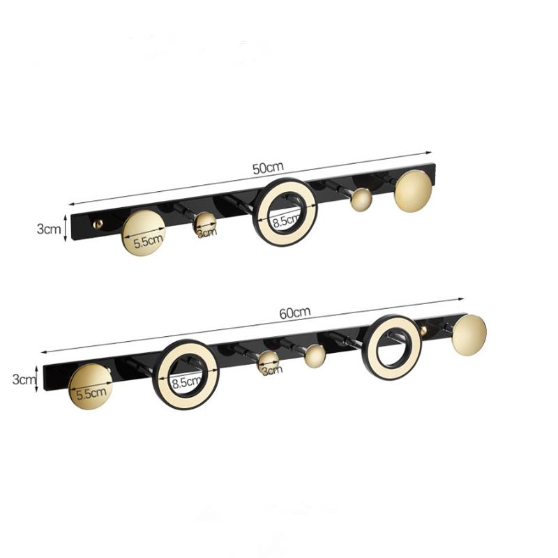 Tuqiu Robe Hook Towel Hanger Acrylic Clothes Hat Hook Black Gold Row Robe Hook Bathroom Brass Bath Hardware Set Kitchen Hanger