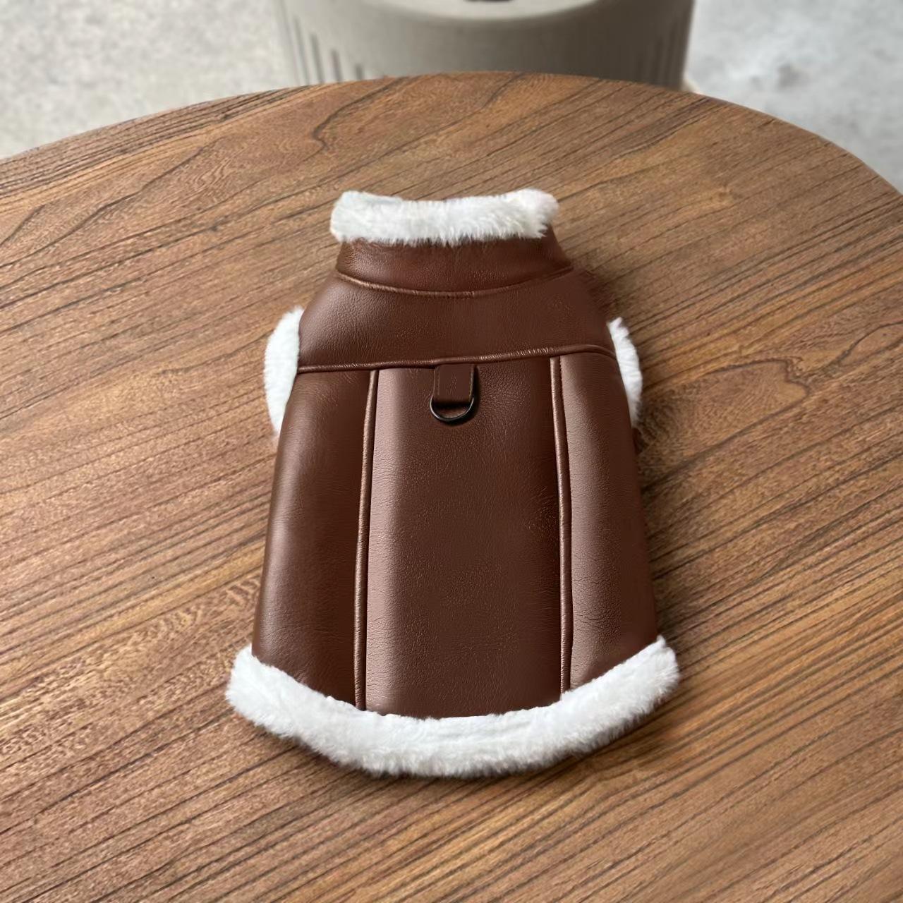 

New Fall/winter Pet Clothing Jacket - Falcon Leather Coat with Added Insulation for Warmth. Pet Clothing for Cats and Dogs, Including Accessories. L