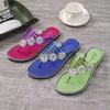 Damen Strass-Blumen Flip-Flop Sandalen - Lässige Sommer Strand Zehentrenner