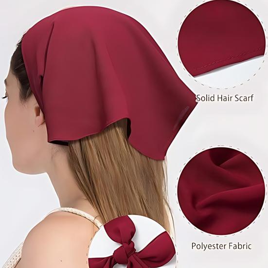 Pure Color Headscarf Large Triangular Scarf for Women Adjustable Strap Turban Headband Soft