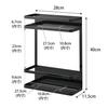 Yamazaki Tower Laundry Rack, 2-Tier Magnetic Storage Rack for Next To Washing Machine, Black, W28 X D11.5 X H40cm, Large Capacity, Holds Refills,
