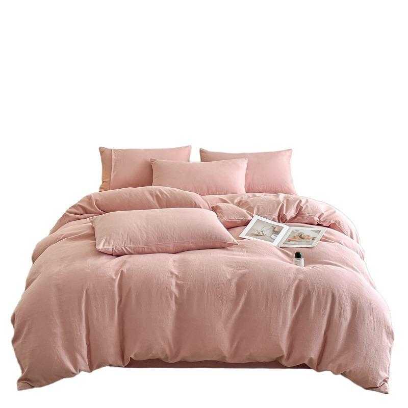 Japanese-style Muji Class A Jacquard Four-piece Set, Good Cotton Bedding Set, Solid Color Pure Cotton High-end Embroidery Four-piece Set