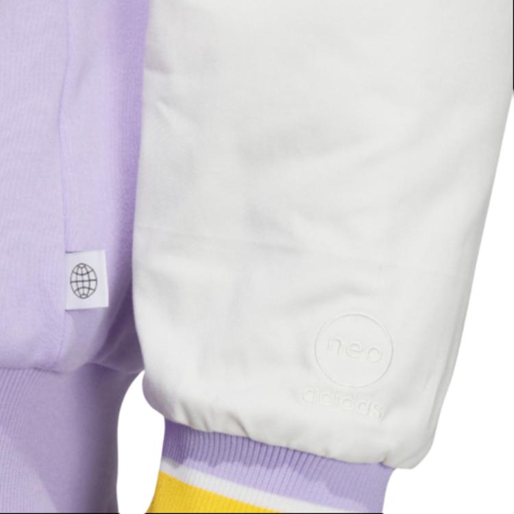 Adidas Neo Color Block Letter Print Baseball Jacket Unisex Jackets Light-Purple IK5428
