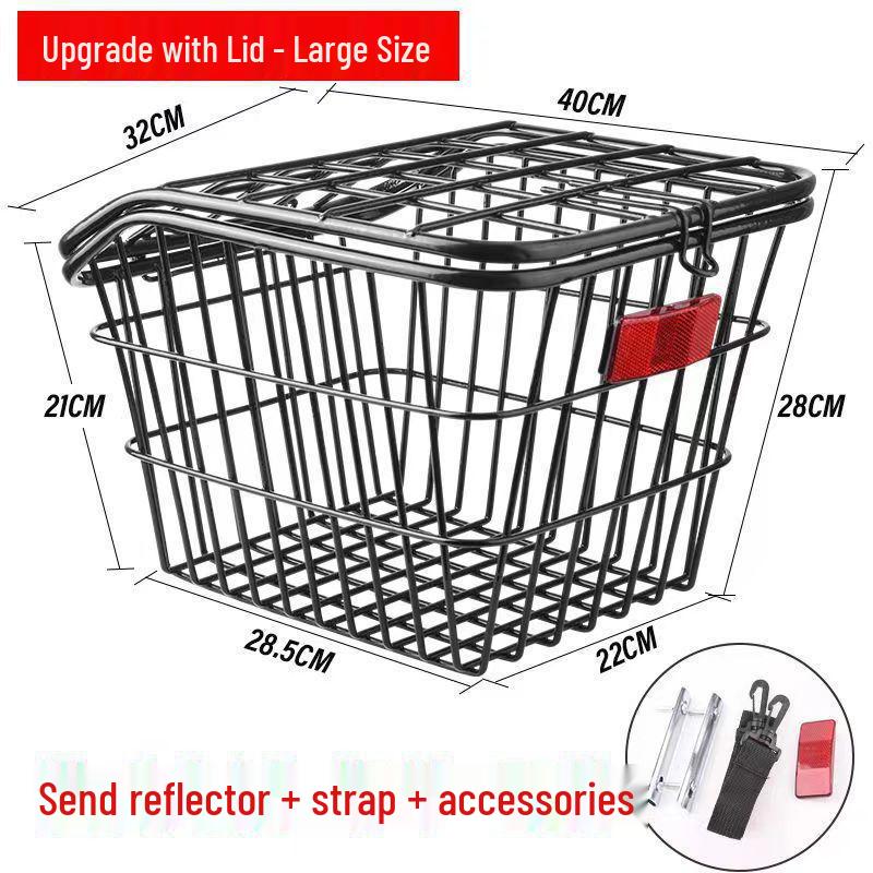 Large Capacity Mountain Bike Front and Rear Cargo Baskets with Accessories