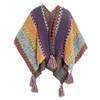 Women's Fashion Spring Autumn Winter Pashmina Ethnic Style Tassel Cape Colorful Knitted Split Shawl