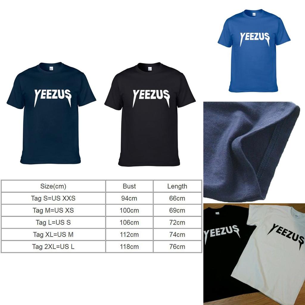 Classic Men Yeezus Letter Short Sleeve T-shirt With Premium Cotton Blend Fabric