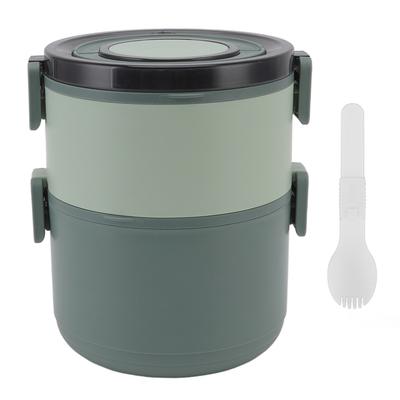 Stackable Lunch Box 1600ml 2 Tiers Food Grade Plastic Heat Preservation Leakproof BPA Free Adult