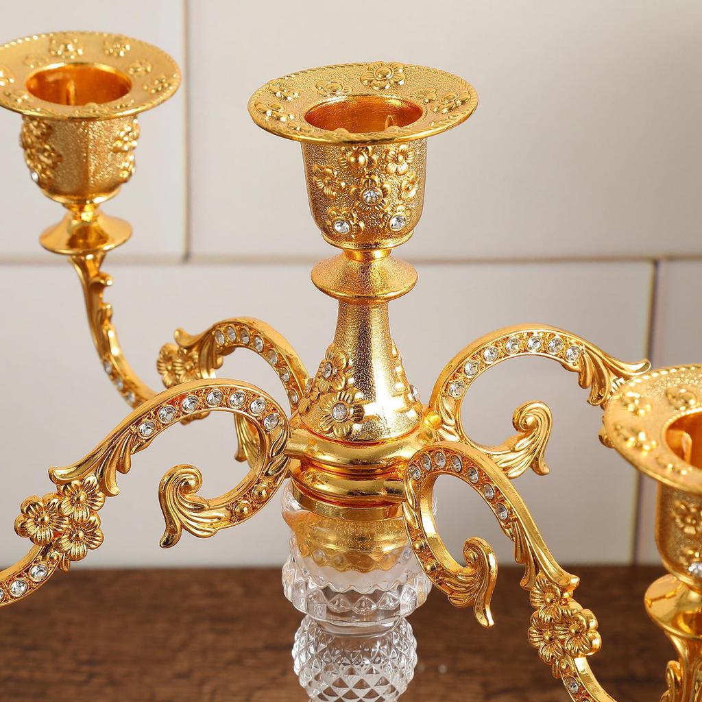 Elegant European Crystal Candelabra - Three to Five-Head Decoration for Weddings and Dining Tables