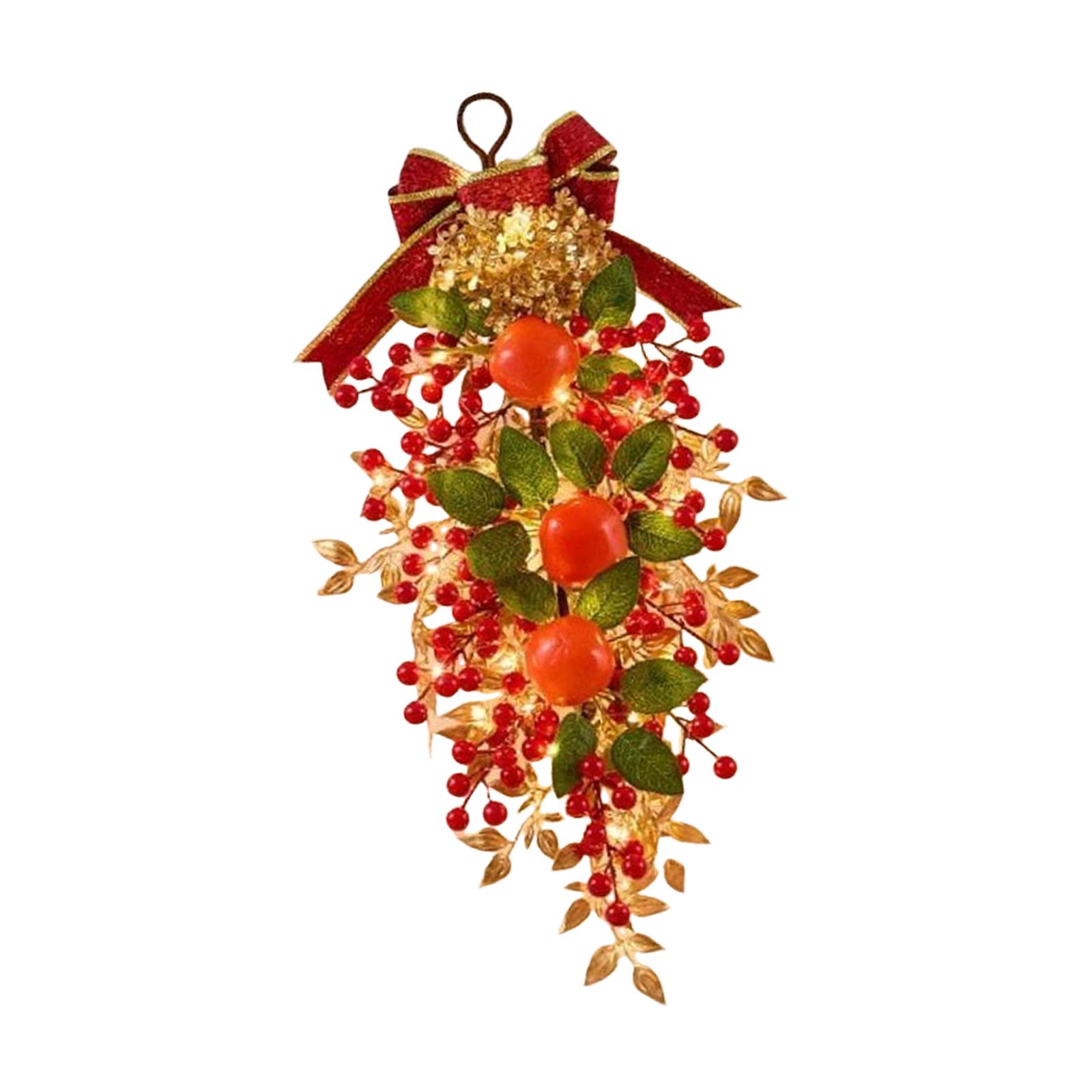 

Artificial Chinese New Year Wreath 2026 Welcome Pendant with LED Lights Front Door Garland Blessing for Home Shop Decor