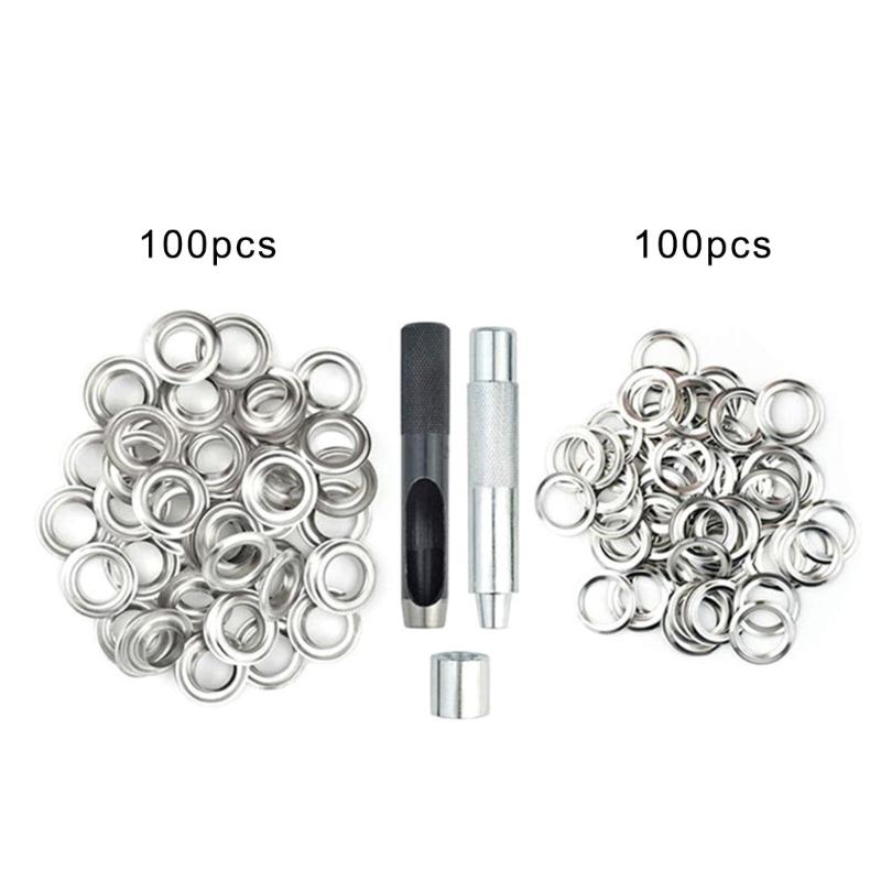 Metal Eyelets 12mm Grommet Tool Kits Eyelet Set with Storage Box Grommet Eyelets Washers Set for DIY Leather Craft