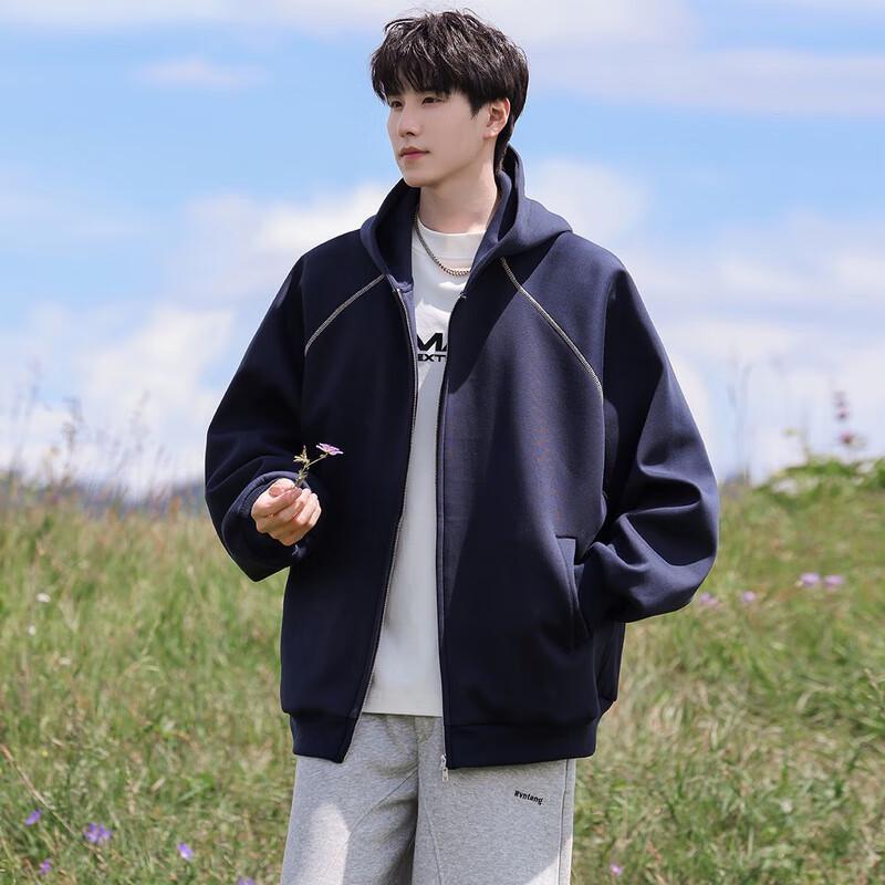 Men's American Style Spliced Hooded Cardigan Jacket