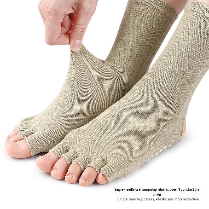 Cross-Border Yoga Split-Toe and Heel-Revealing Five-Finger Socks with PVC Dots