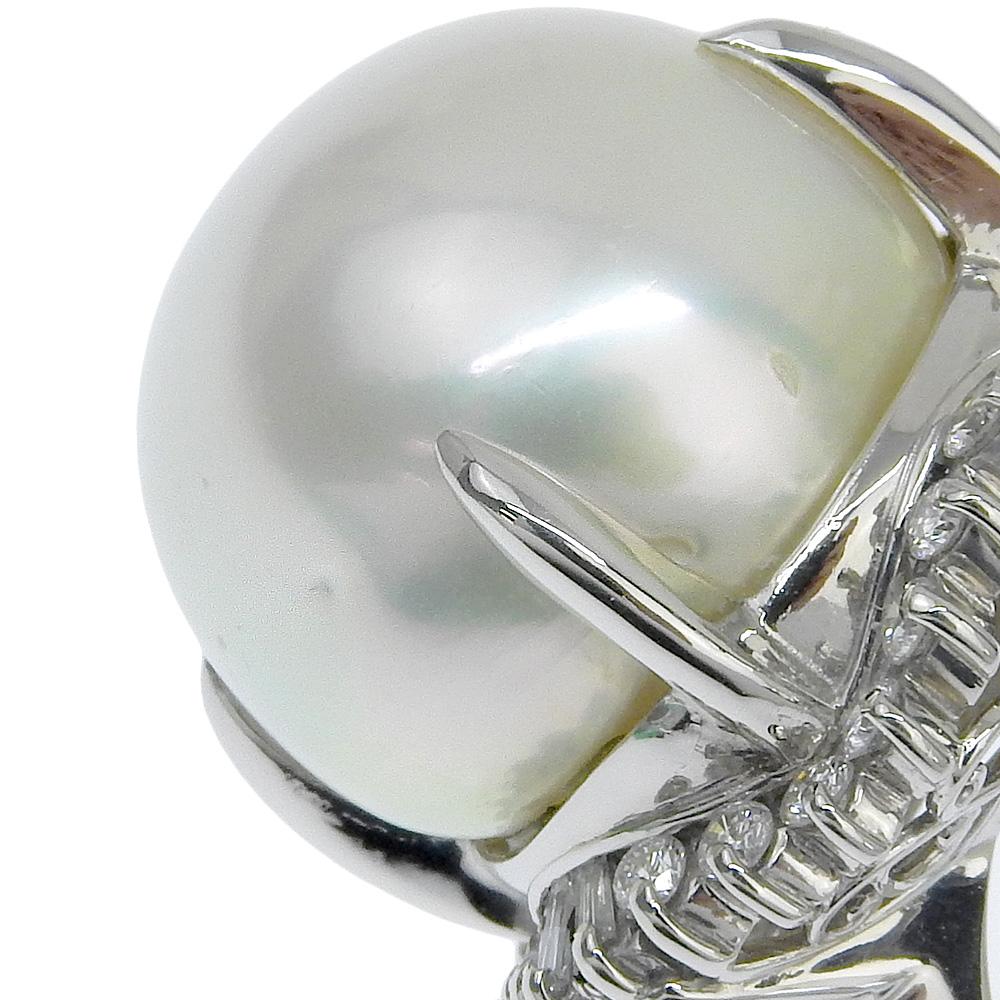 Pearl Ring Pt900Platinum/Pearl/diamond #4.5(US Size) 18g Women Used