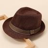 Sommarresa Utomhus Herr och Dam Andningsbar Snabbtorkande Solskydd Brittisk Retro Bälte Cylinderhatt