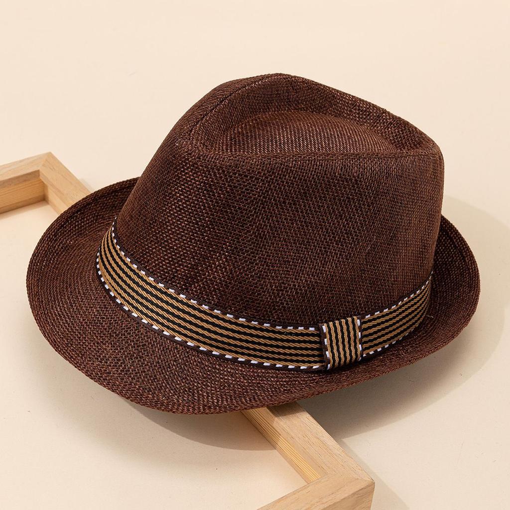 Sommarresa Utomhus Herr och Dam Andningsbar Snabbtorkande Solskydd Brittisk Retro Bälte Cylinderhatt