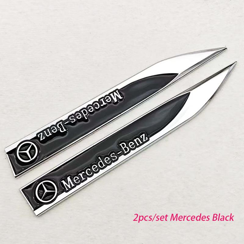 AABHA1 2pcs 3D Metal Car Fender Side Wing Mercedes AMG Logo Emblem Badge Sticker For Mercedes Benz AMG B C E G Class GLB GLC GLK GLE